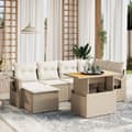 Miniatyrbillede 1 af 3: vidaXL sofasæt til haven 7 dele med hynder polyrattan beige
