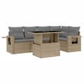 Miniatyrbillede 2 af 11: vidaXL sofasæt til haven 6 dele med hynder polyrattan beige