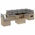 Miniatyrbillede 2 af 11: vidaXL sofasæt til haven 7 dele med hynder polyrattan beige