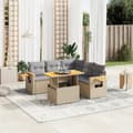Miniatyrbillede 1 af 3: vidaXL sofasæt til haven 6 dele med hynder polyrattan beige