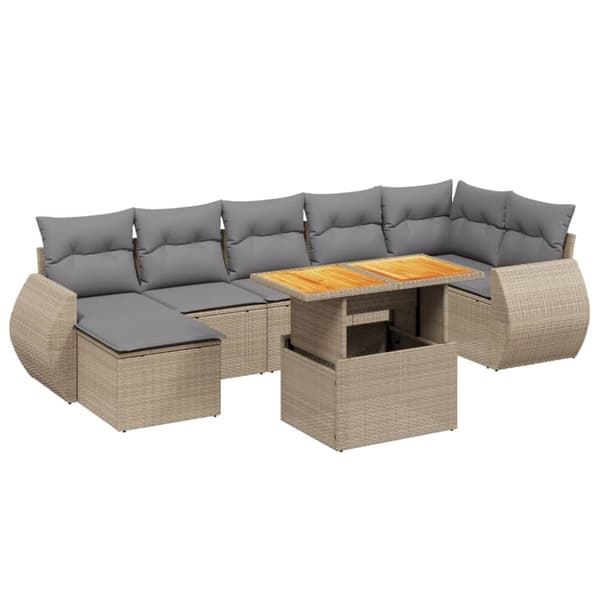 vidaXL sofasæt til haven 8 dele med hynder polyrattan beige