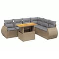 Miniatyrbillede 2 af 3: vidaXL sofasæt til haven 7 dele med hynder polyrattan beige