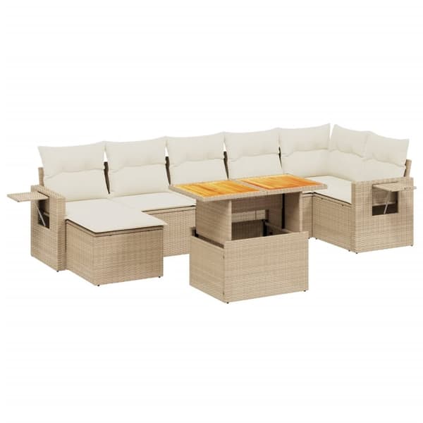 vidaXL sofasæt til haven 8 dele med hynder polyrattan beige