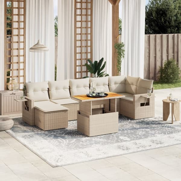 vidaXL sofasæt til haven 8 dele med hynder polyrattan beige