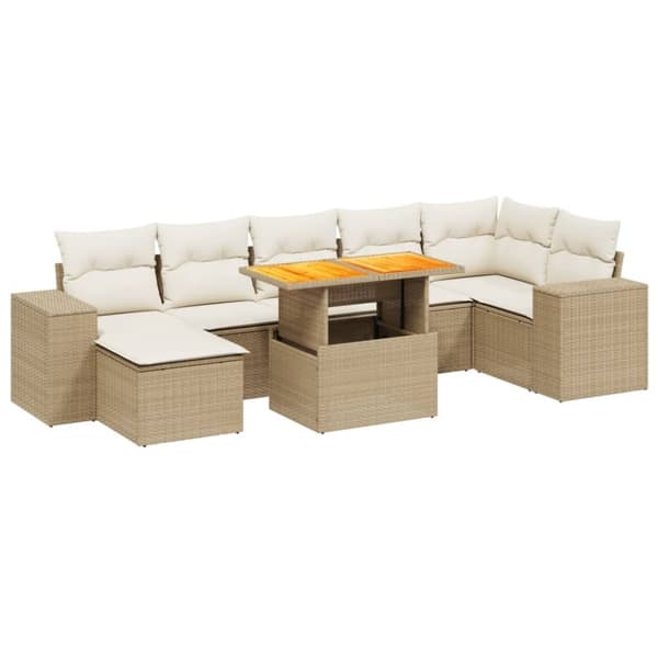 vidaXL sofasæt til haven 8 dele med hynder polyrattan beige