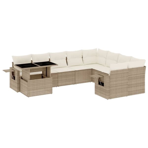 vidaXL sofasæt til haven 10 dele med hynder polyrattan beige
