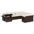Miniatyrbillede 2 af 11: vidaXL sofasæt til haven 10 dele med hynder polyrattan brun