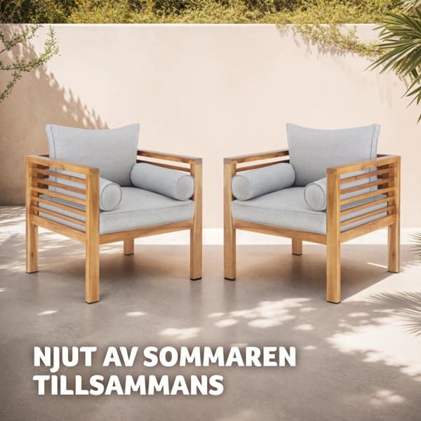 2-pack trädgårdsloungestolar Boka, laserad, 120 kg belastning - brun