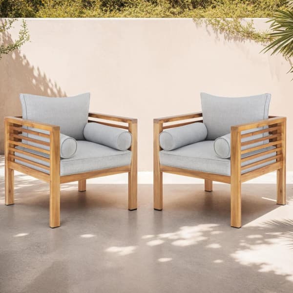 2-pack trädgårdsloungestolar Boka, laserad, 120 kg belastning - brun