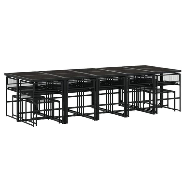 vidaXL Hagespisegruppe 15 deler polyrotting svart