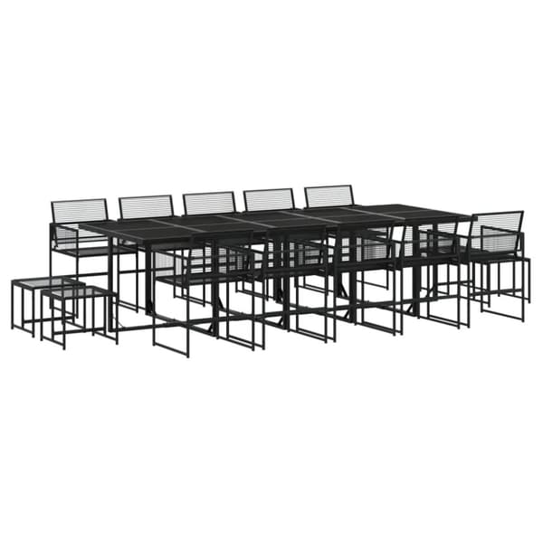 vidaXL Hagespisegruppe 15 deler polyrotting svart