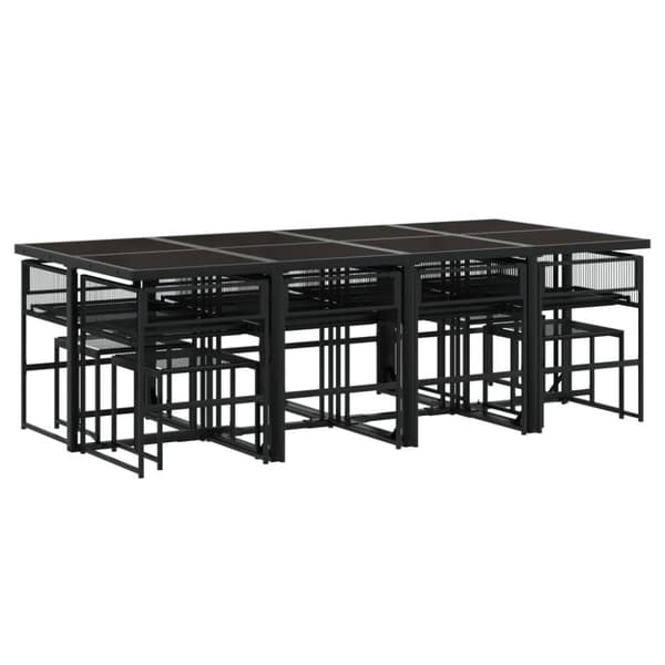 vidaXL Hagespisegruppe 13 deler svart polyrotting
