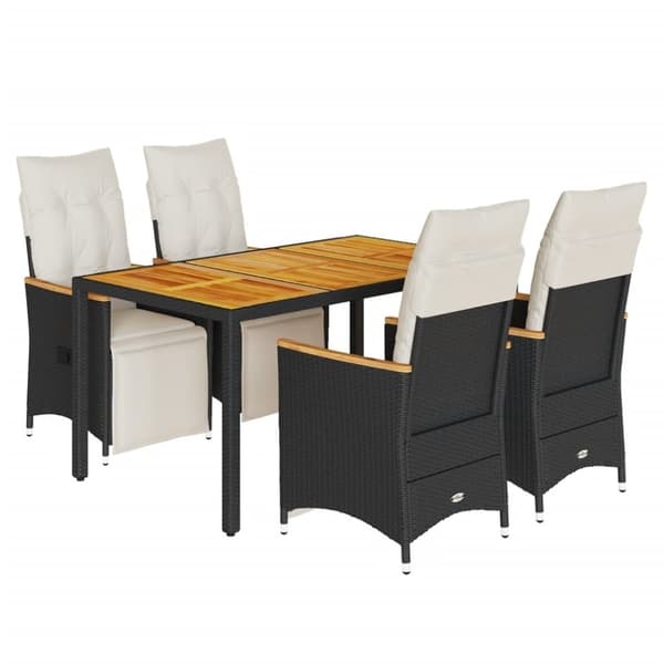 vidaXL Caféset med dynor 5 delar konstrotting svart
