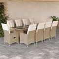 Miniatyrbillede 2 af 11: vidaXL bistrosæt til haven 11 dele med hynder polyrattan beige