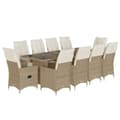 Miniatyrbillede 1 af 11: vidaXL bistrosæt til haven 11 dele med hynder polyrattan beige