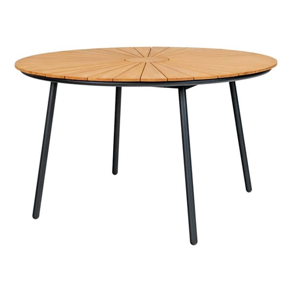 Cleveland hagesett spisebord Ø130cm natur, svart og 4 Cleveland stol natur, svart.