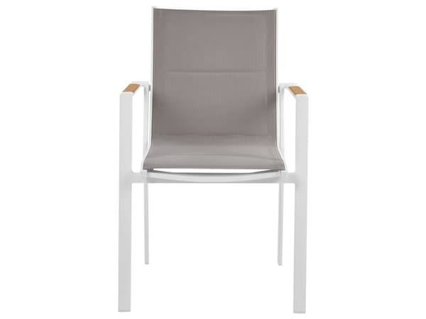 Udendørs spisesæt grå marmoreffekt aluminium til 4 personer rundt bord 110 cm hynder moderne stil