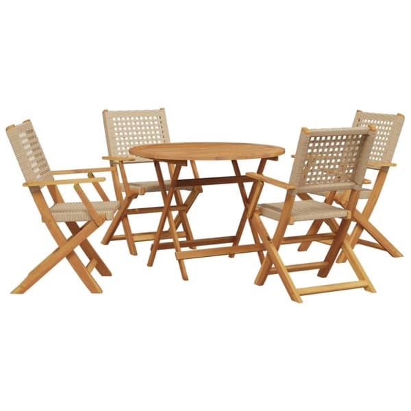 vidaXL Hagespisegruppe 5 deler beige polyrotting og heltre