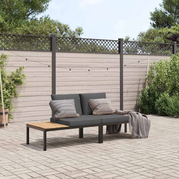 vidaXL Hagesofasett med puter 2 deler svart aluminium