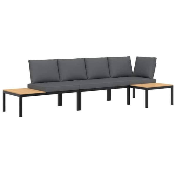 vidaXL Hagesofasett med puter 3 deler svart aluminium