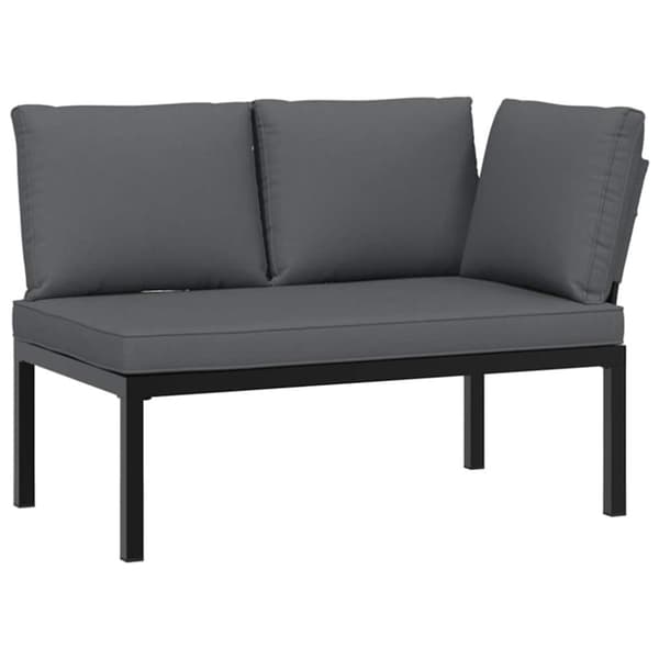 vidaXL Trädgårdssoffa med dynor 2 delar svart aluminium