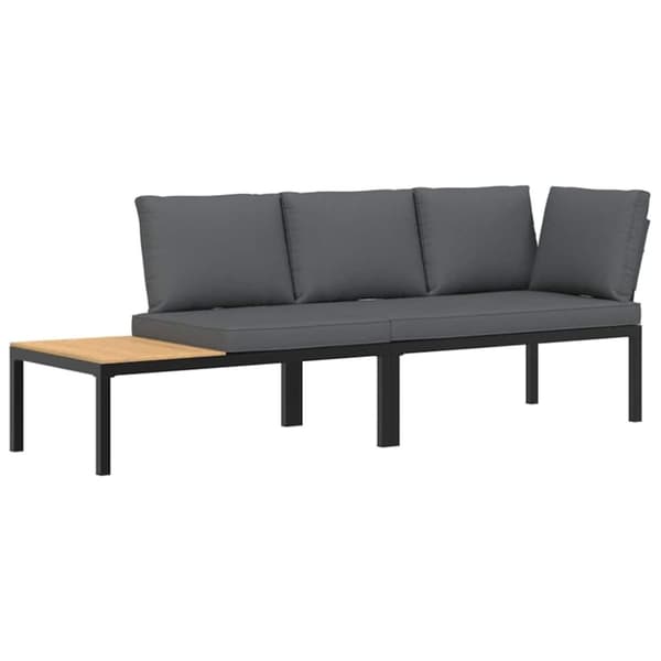 vidaXL Trädgårdssoffa med dynor 2 delar svart aluminium