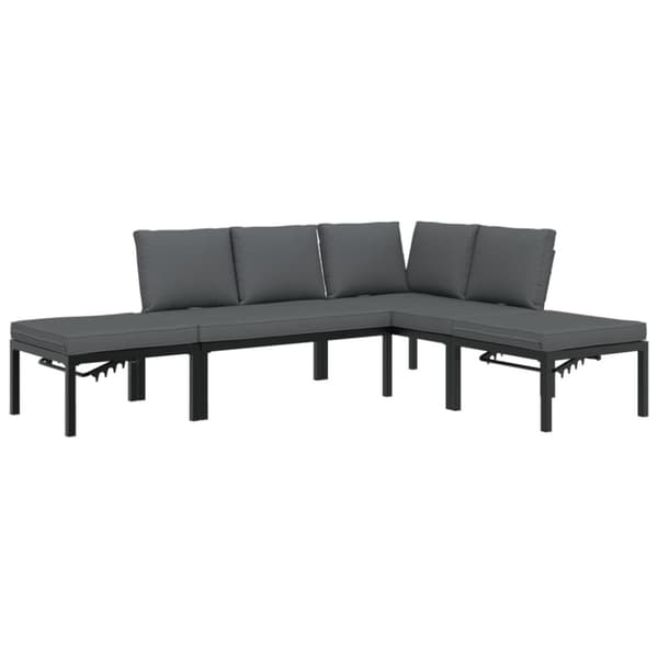 vidaXL sofasæt til haven 4 dele med hynder aluminium sort