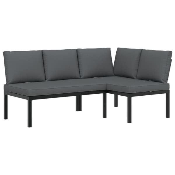 vidaXL sofasæt til haven 2 dele med hynder aluminium sort