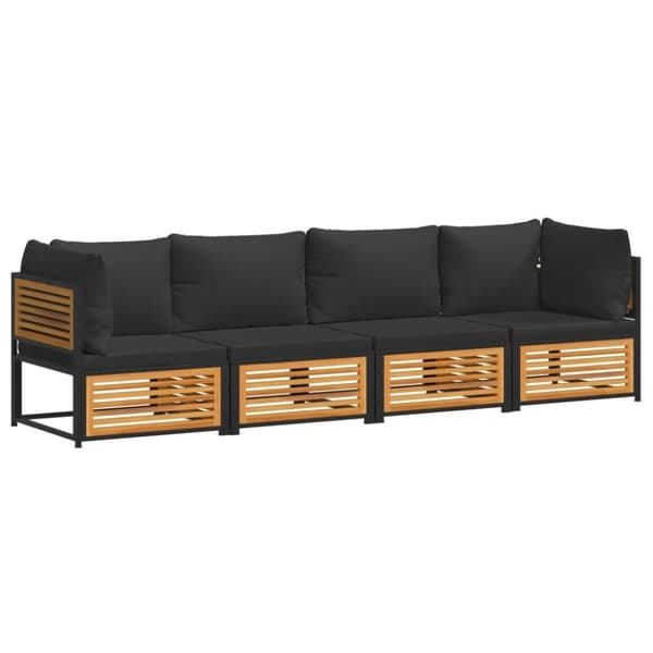 vidaXL Loungeset med dynor 4 delar massivt akaciaträ