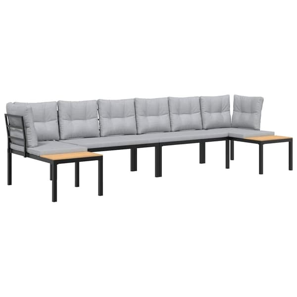 vidaXL sofasæt til haven 4 dele med hynder pulverlakeret stål sort