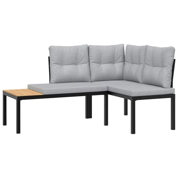vidaXL sofasæt til haven 4 dele med hynder pulverlakeret stål sort