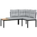 Miniatyrbillede 4 af 9: vidaXL sofasæt til haven 4 dele med hynder pulverlakeret stål sort