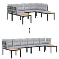 Miniatyrbillede 5 af 9: vidaXL sofasæt til haven 4 dele med hynder pulverlakeret stål sort