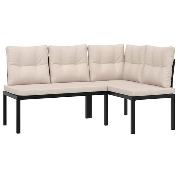 vidaXL sofasæt til haven 6 dele med hynder pulverlakeret stål sort