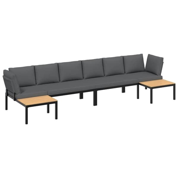 vidaXL sofasæt til haven 4 dele med hynder aluminium sort