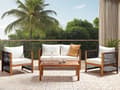 Miniatyrbillede 4 af 11: Loungesæt Akacietræ 4 Personers Udendørs Havesofa med Lænestole Modul Vandtætte Hynder Sofabord til Terrasse Have Indretning