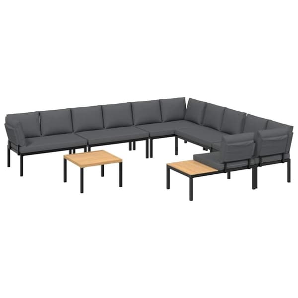 vidaXL sofasæt til haven 7 dele med hynder aluminium sort