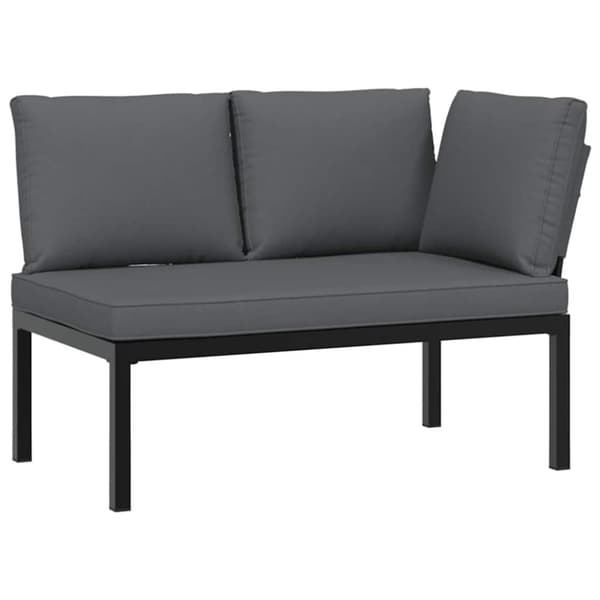vidaXL Trädgårdssoffa med dynor 4 delar svart aluminium