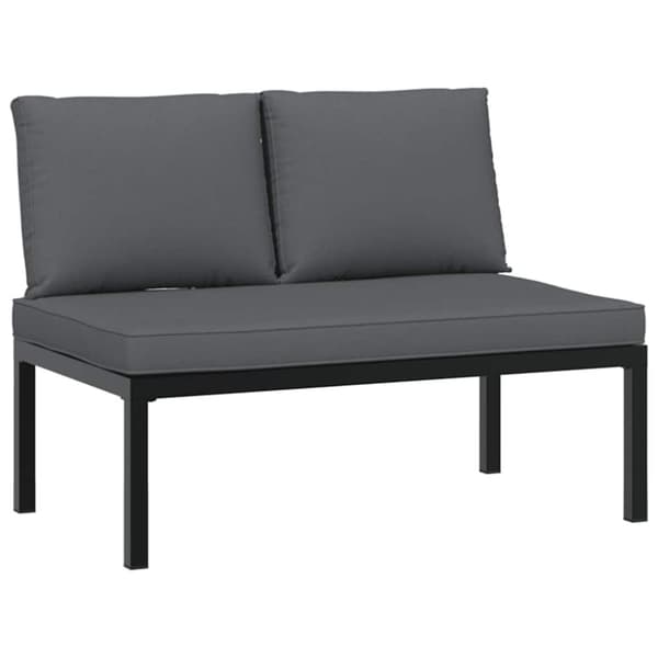vidaXL Trädgårdssoffa med dynor 4 delar svart aluminium