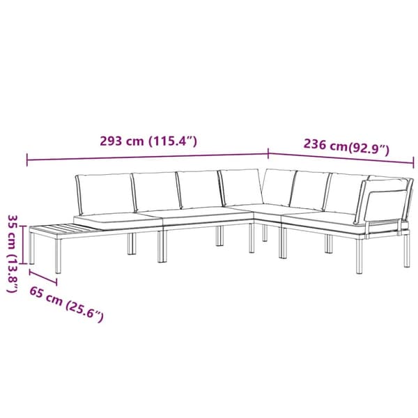vidaXL Trädgårdssoffa med dynor 4 delar svart aluminium