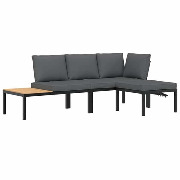 vidaXL sofasæt til haven 3 dele med hynder aluminium sort