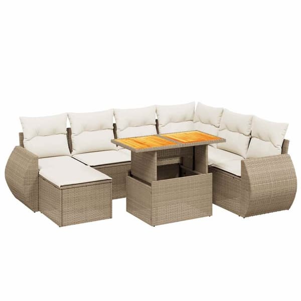 vidaXL sofasæt til haven 8 dele med hynder polyrattan beige