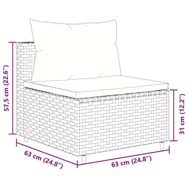 vidaXL loungesæt til haven 7 dele med hynder polyrattan grå