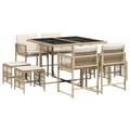 Miniatyrbillede 3 af 7: vidaXL spisebordssæt til haven 9 dele med hynder polyrattan beige