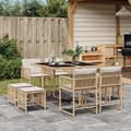 Miniatyrbillede 2 af 7: vidaXL spisebordssæt til haven 9 dele med hynder polyrattan beige
