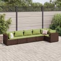 Miniatyrbillede 2 af 10: vidaXL loungesæt til haven 6 dele med hynder polyrattan brun