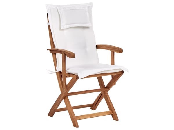 Utespisesett i Lyst Akasietre med Off-White Puter 8-seters Bord Sammenleggbare Stoler Rustikk Design