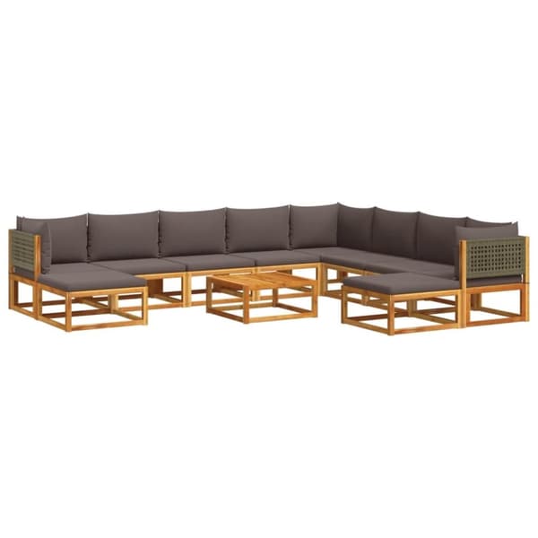 vidaXL sofasæt til haven 11 dele med hynder massivt akacietræ