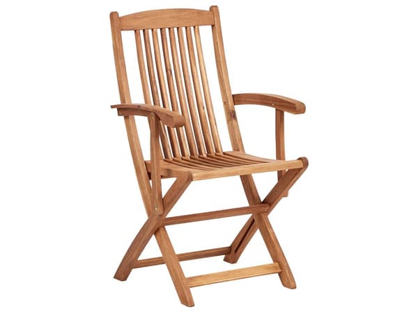 Trädgårdsmatgrupp Ljust Akaciaträ 6-sits Bord Hopfällbara Stolar Rustik Design