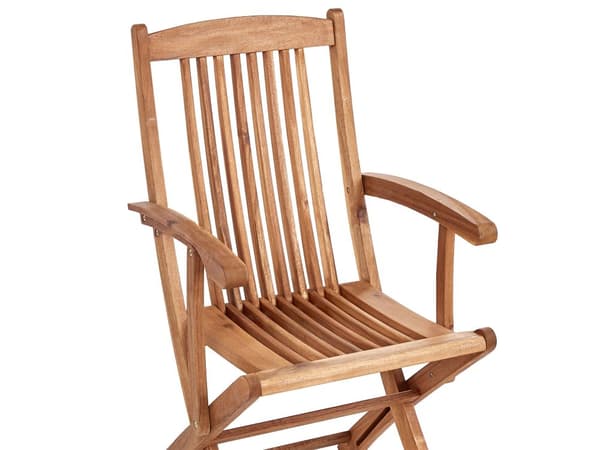 Trädgårdsmatgrupp Ljust Akaciaträ 6-sits Bord Hopfällbara Stolar Rustik Design
